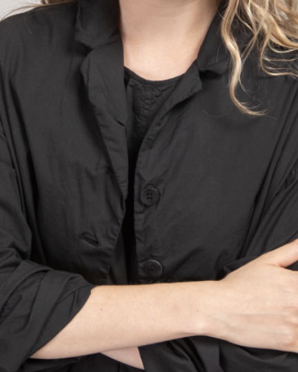 Album Di Famigila Black Cotton Loose Blazer