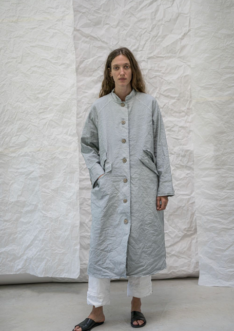 Aequamente Archive Sale Crinkle Cotton Coat | Cielo