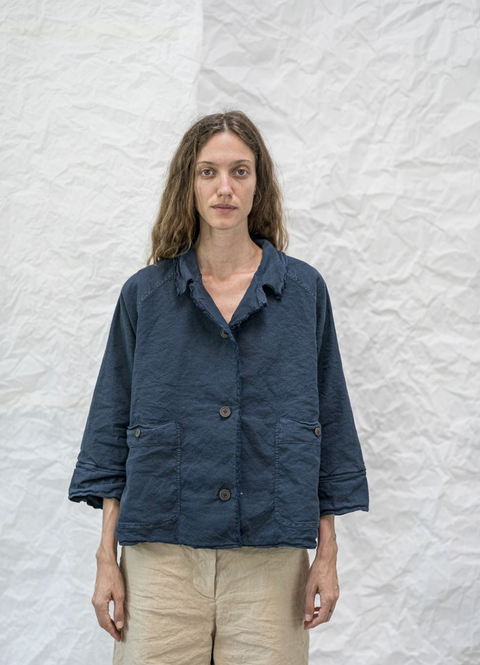 Aequamente Archive Sale Crinkle Cotton Jacket | Cielo