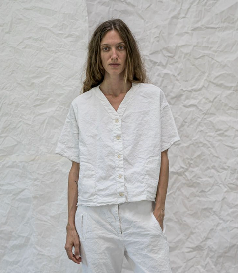 Aequamente Archive Sale Crinkle Cotton Top | Cielo