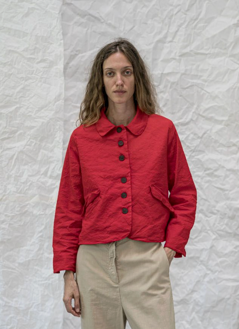 Aequamente Archive Sale Crinkle Cotton Shrunken Jacket | Chalk