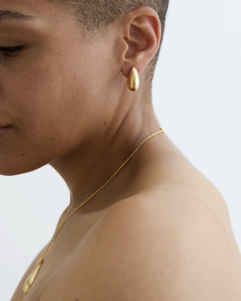 Small Gold Hollow Form Tear Drop Earrings