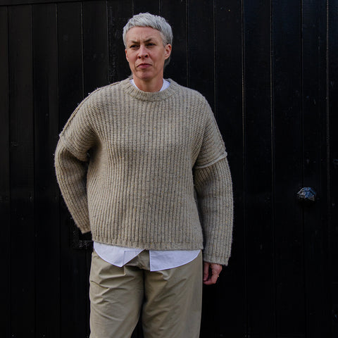 Vic and Bert Oatmeal Tweed Oversized Shetland Sweater