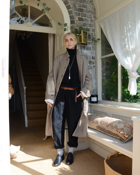 Aptuntob Pinstripe Wool Tapered Pants