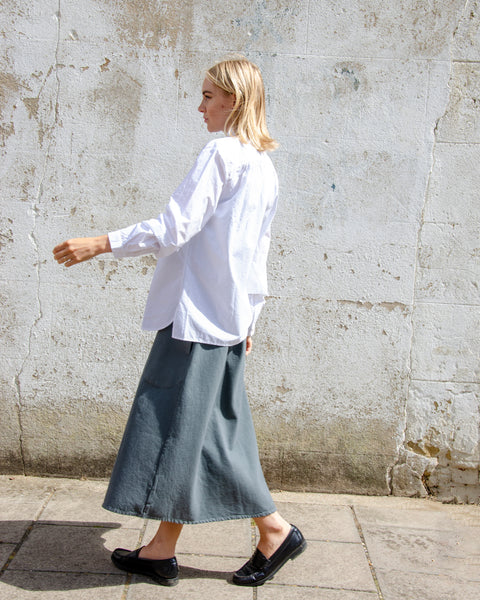 Aquamente Dark Grey Cotton Drill Full Skirt