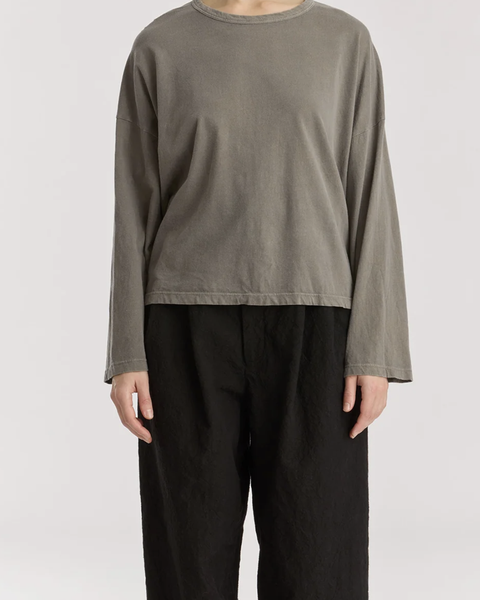 Black Crane Slate Wide Long Sleeved Organic Cotton Tee