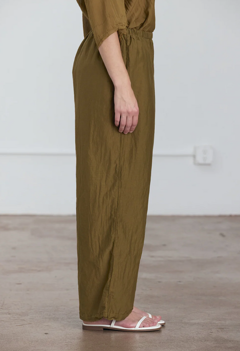 Black Crane Silk Mix Straight Leg Trousers
