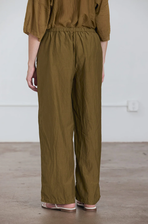 Black Crane Silk Mix Straight Leg Trousers