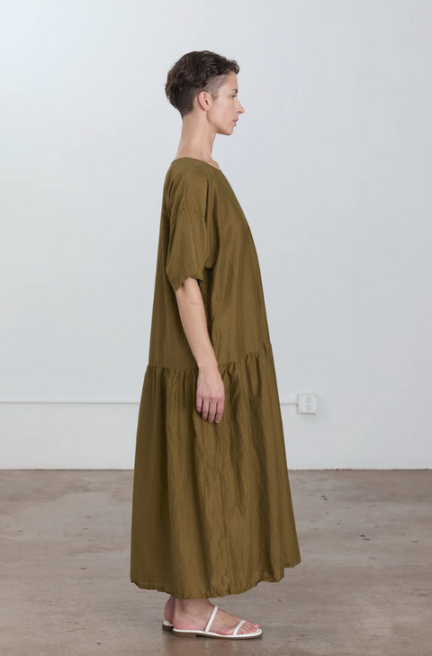 Black Crane Loose Silk Mix Dress