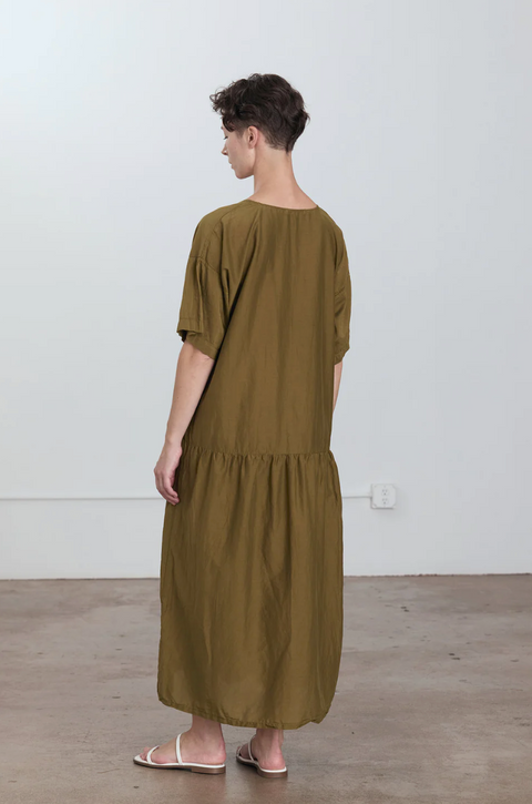 Black Crane Loose Silk Mix Dress – Woven Store