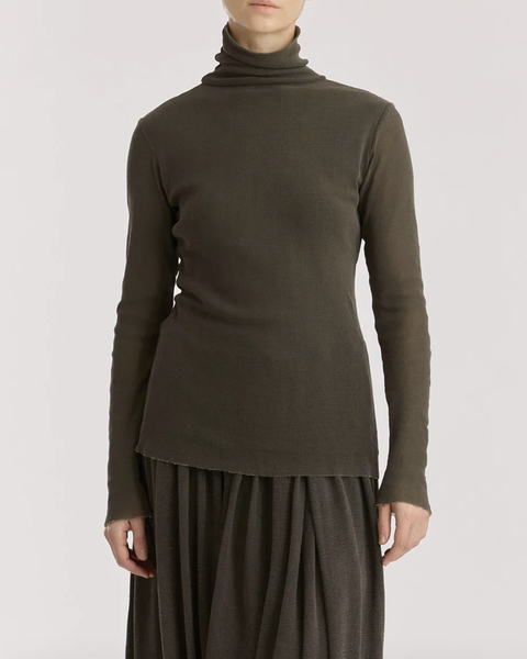 Black Crane Slate Double Mesh Turtleneck