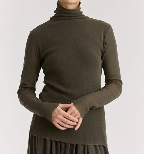 Black Crane Slate Double Mesh Turtleneck