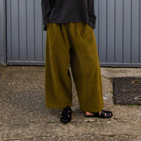 Black Crane Soft Cord Wide Pants