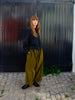 Black Crane Soft Cord Wide Pants