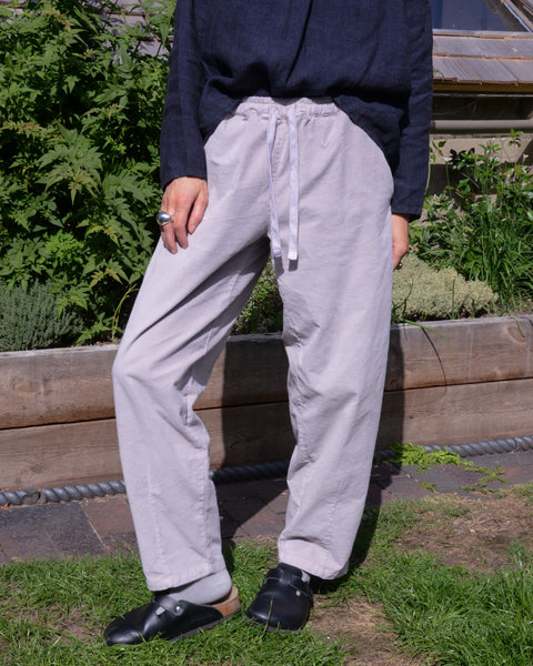 Crossley Pale Lilac Velvet Barrel Leg Trousers