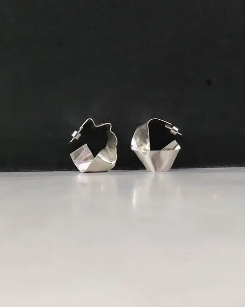 Crumpled Abstract Hoops | Silver