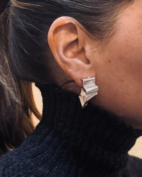Crumpled Abstract Hoops | Silver