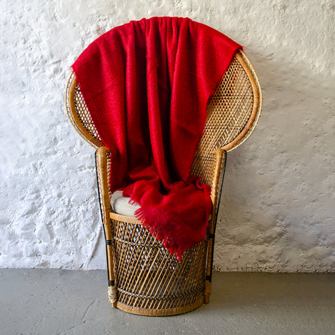 Red Mohair/Wool Throw