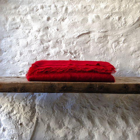 Red Mohair/Wool Throw