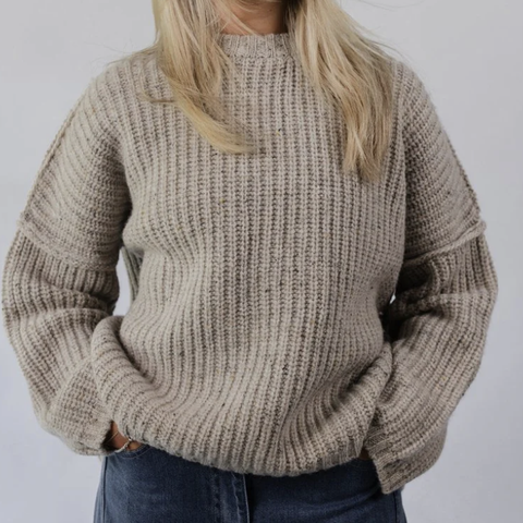 Vic and Bert Oatmeal Tweed Oversized Shetland Sweater