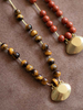 Tigers Eye Bead Necklace With Brass Oval Shape