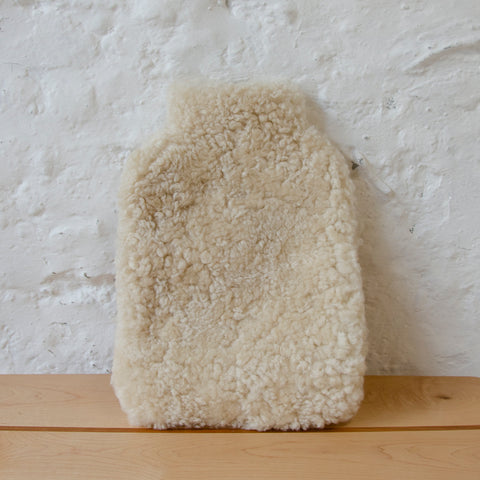 Cream Sheepskin Hot Water Bottle Cover by