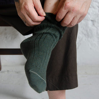 Moss wool rib socks