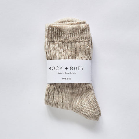 Oatmeal wool rib socks