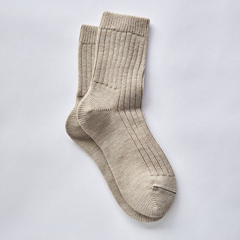 Oatmeal wool rib socks