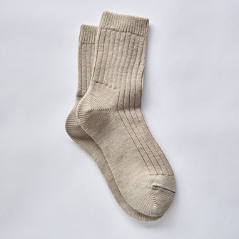 Oatmeal wool rib socks