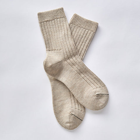 Oatmeal wool rib socks