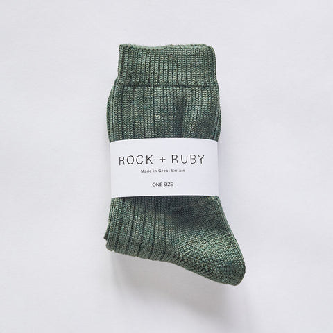 Moss wool rib socks