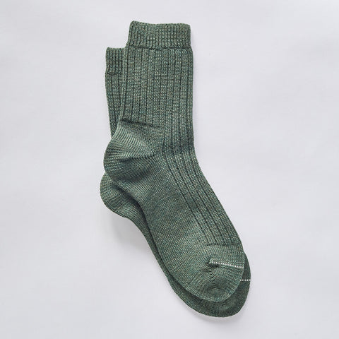 Moss wool rib socks