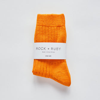 Orange wool rib socks